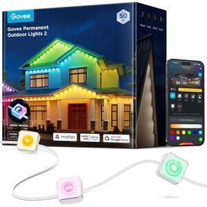 Govee Permanent Outdoor Lights 2, 50ft RGBIC Outdoor Lights w 16 Million Colors